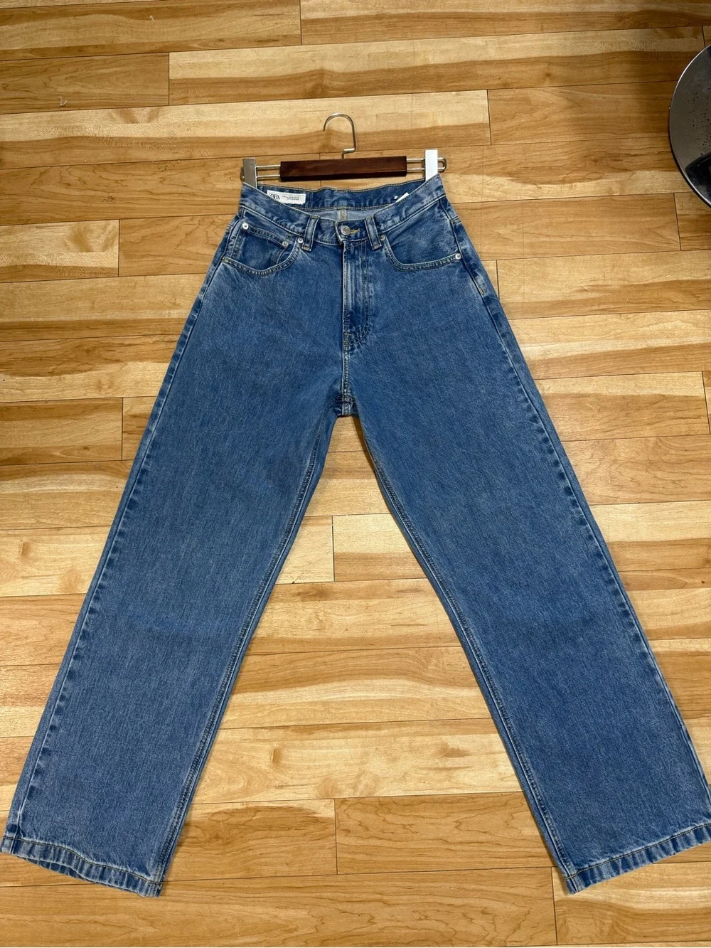 Zara Blue Wide-Leg Flare Jeans
